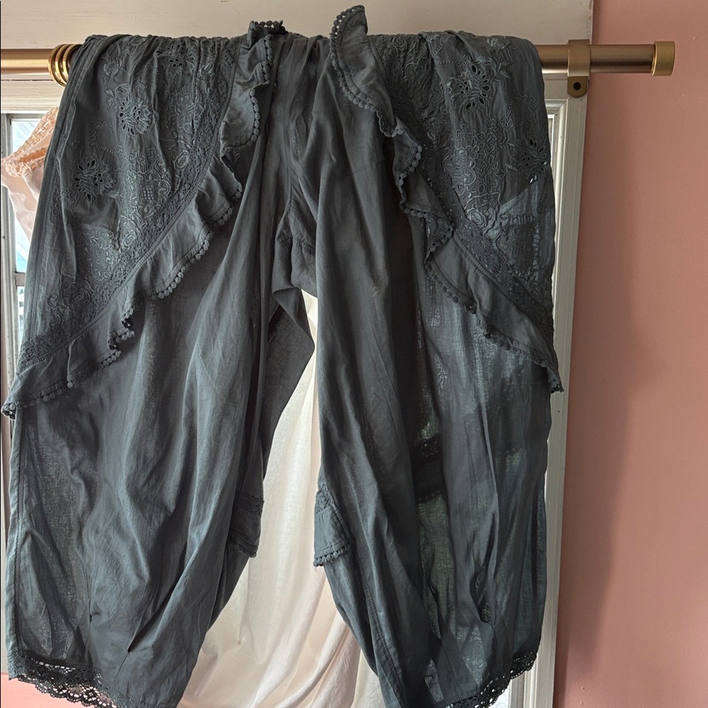 Free People Olive Green Wide-Leg Pants - Picture 7 of 7